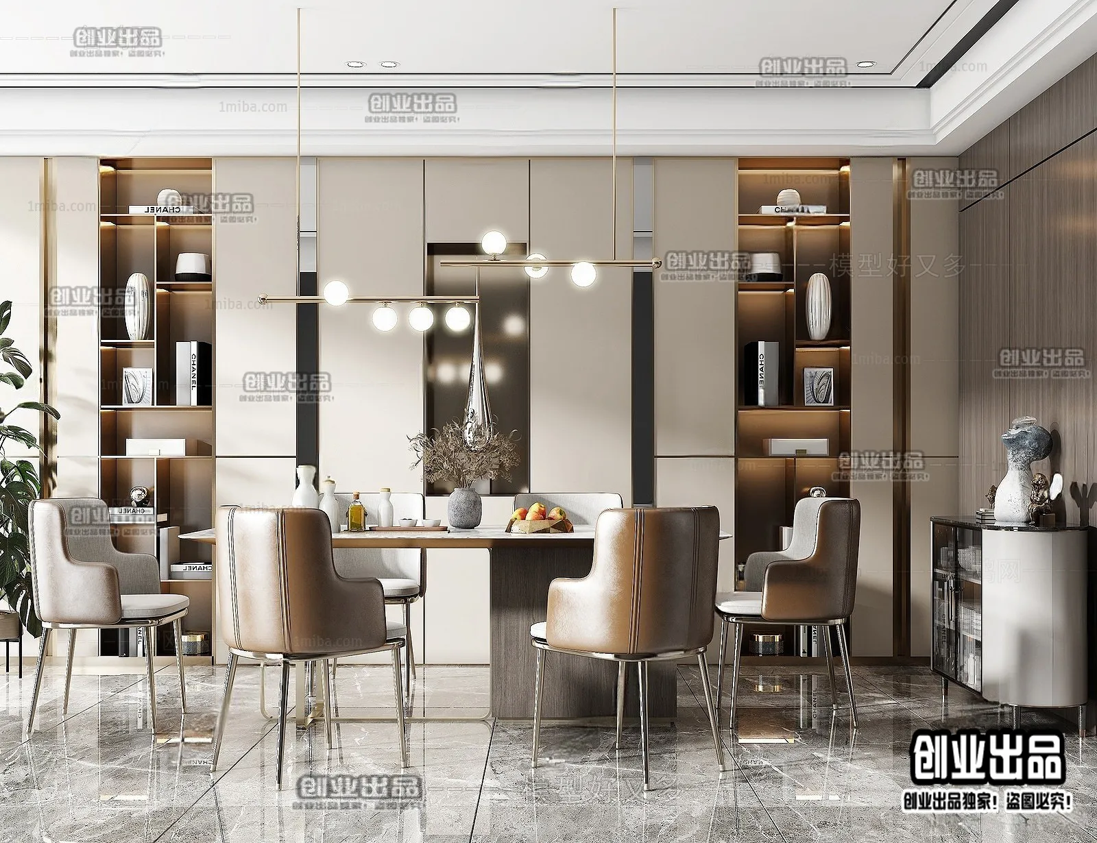 Dining Room - Modern Style Interior 3D Scenes - 017