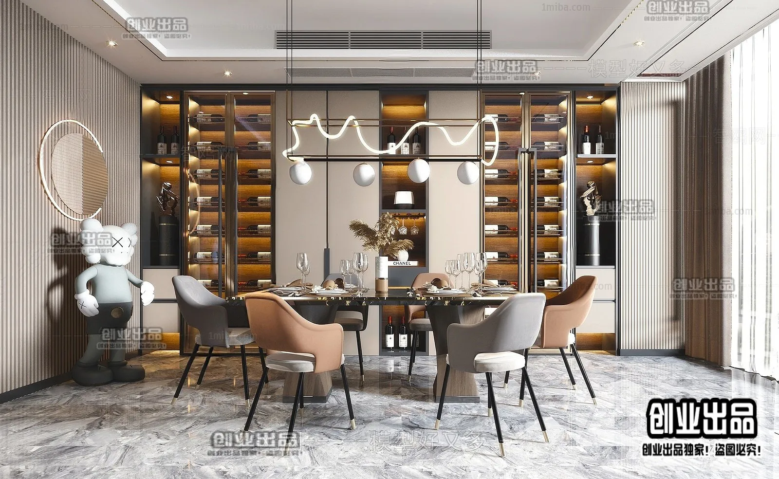 Dining Room - Modern Style Interior 3D Scenes - 021