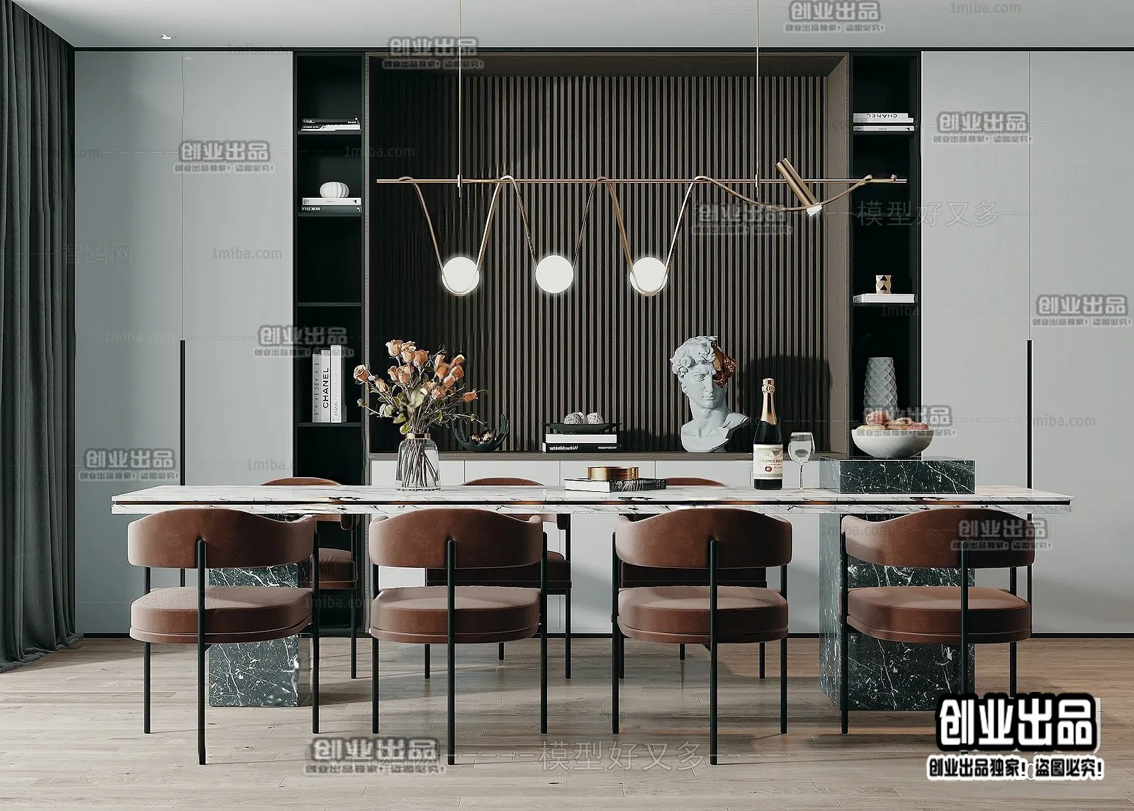 Dining Room - Modern Style Interior 3D Scenes - 023