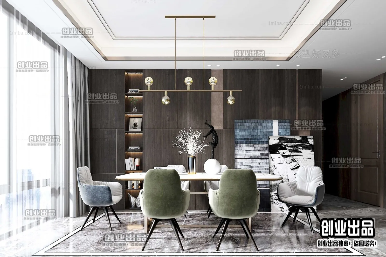 Dining Room - Modern Style Interior 3D Scenes - 025