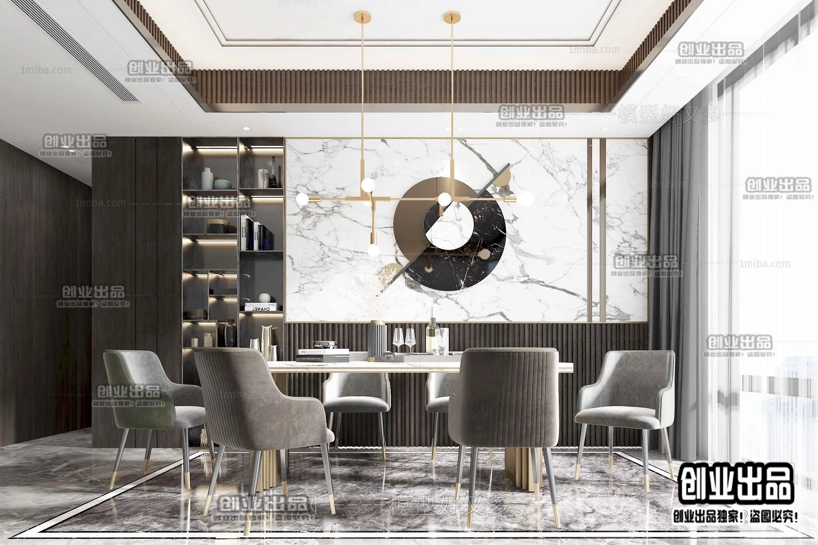 Dining Room - Modern Style Interior 3D Scenes - 027