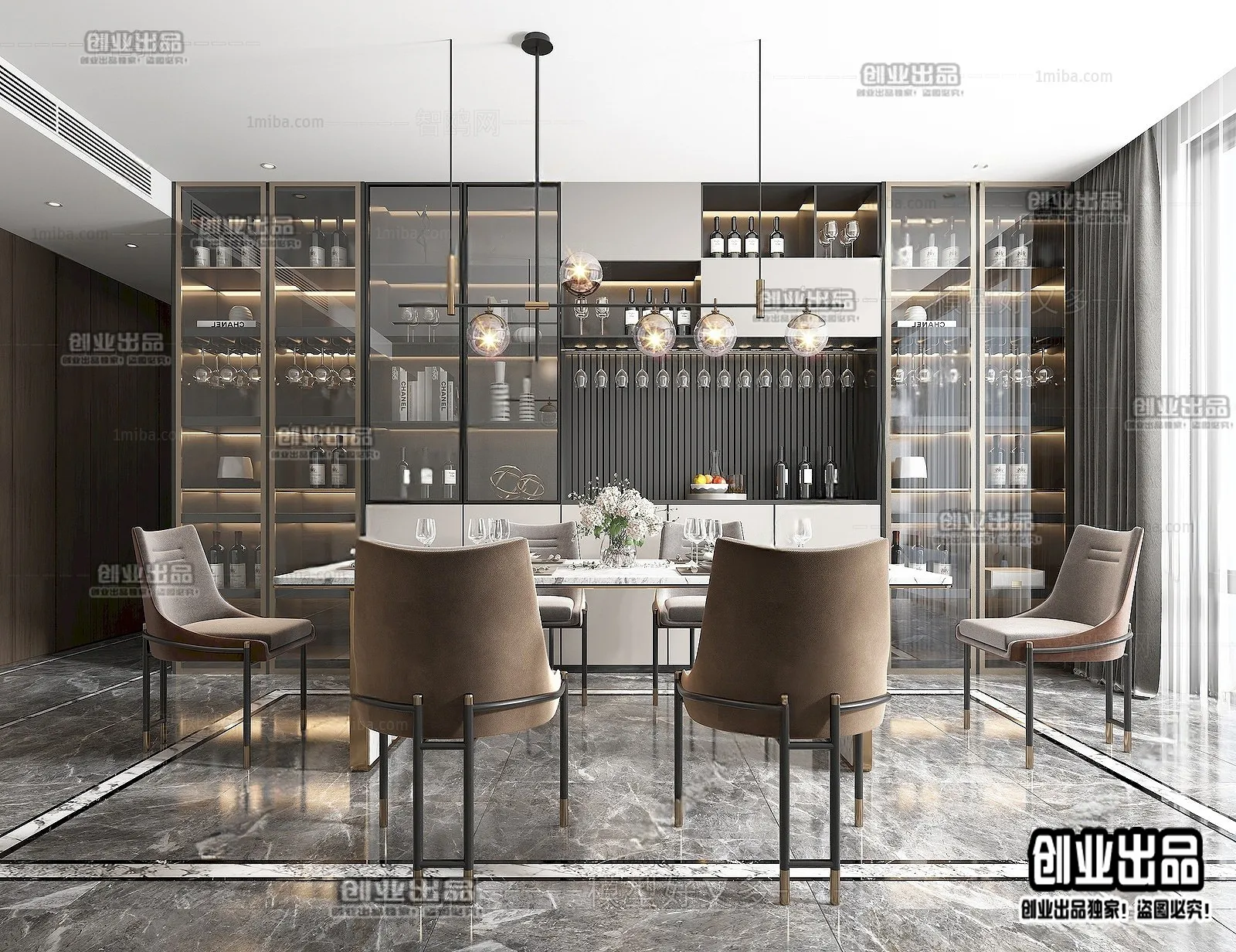 Dining Room - Modern Style Interior 3D Scenes - 028