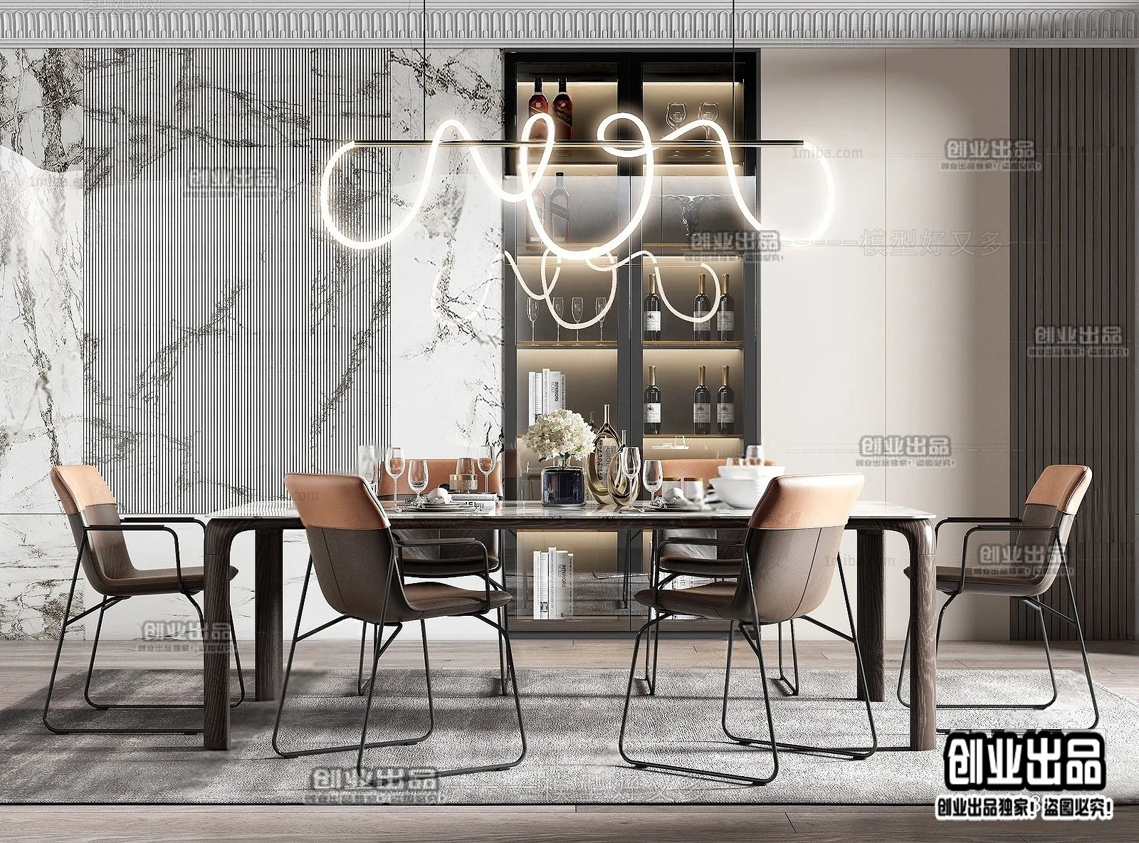 Dining Room - Modern Style Interior 3D Scenes - 029