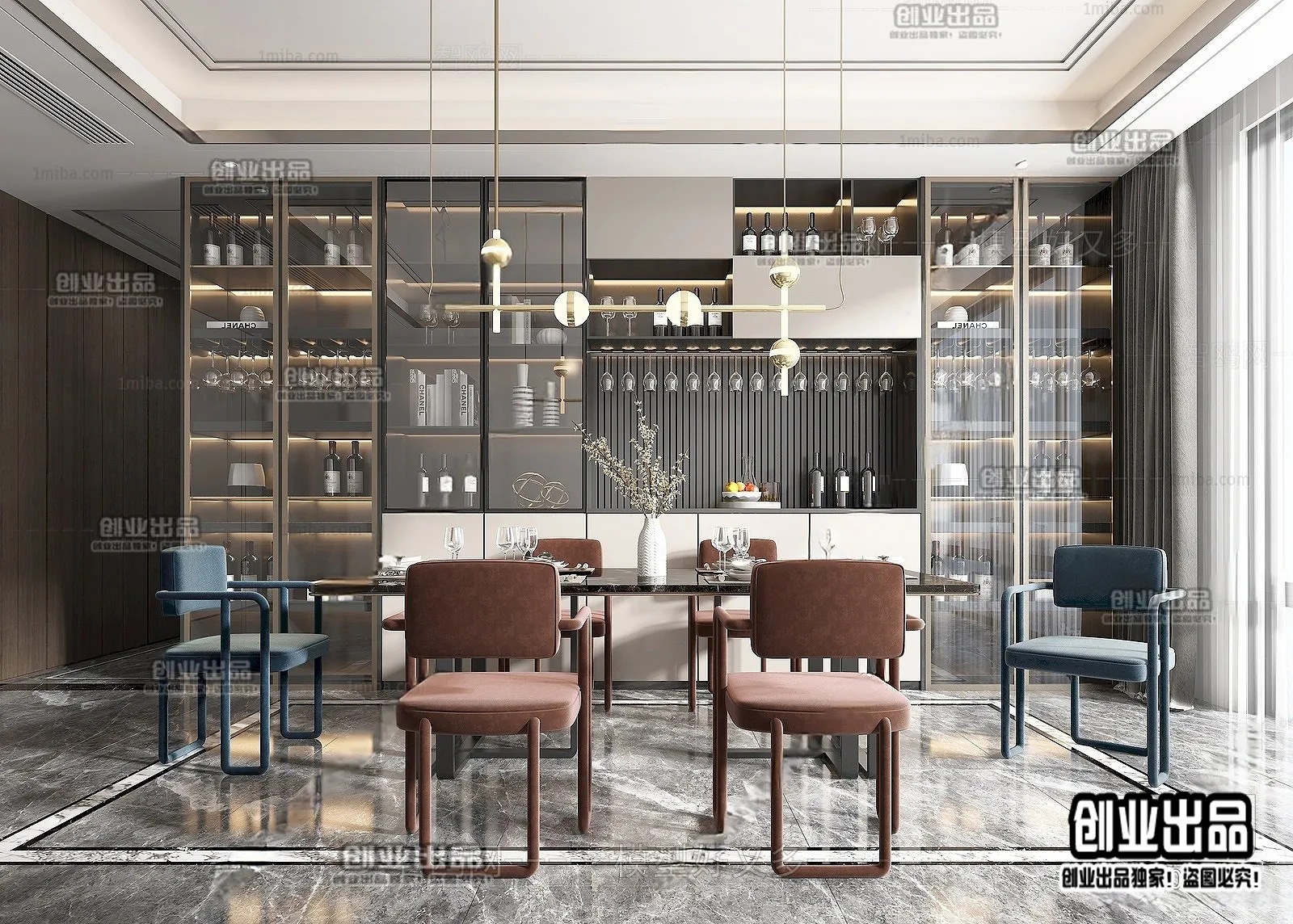 Dining Room - Modern Style Interior 3D Scenes - 031