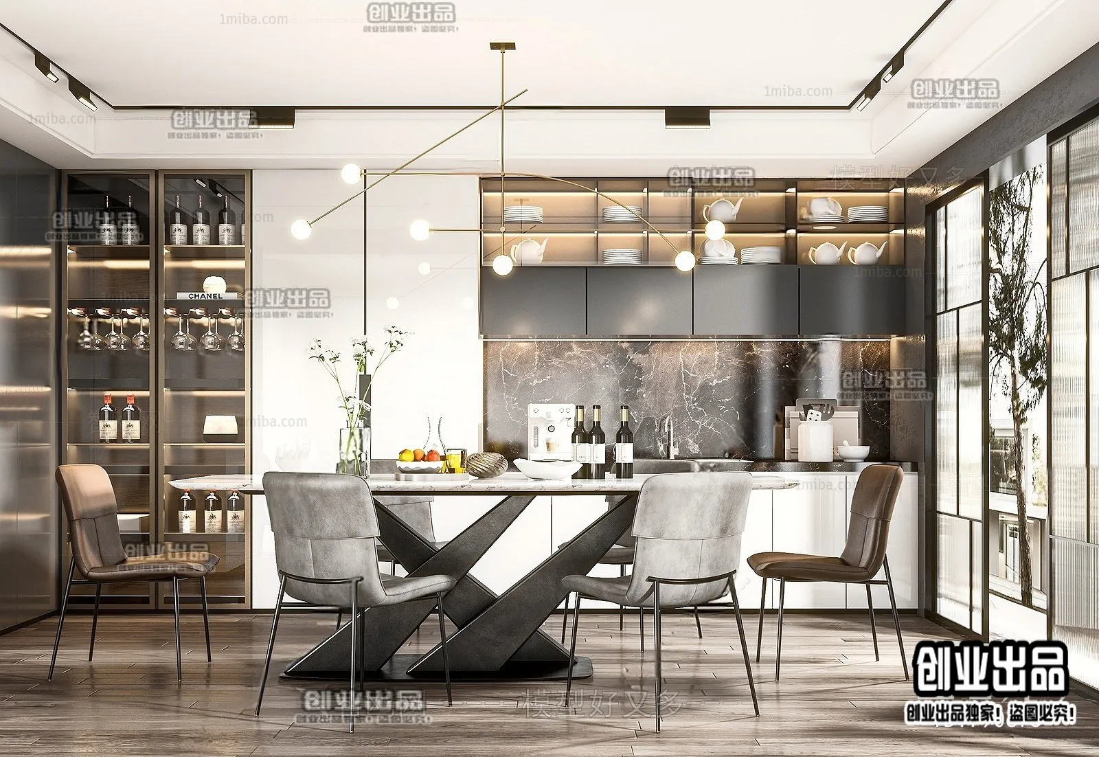 Dining Room - Modern Style Interior 3D Scenes - 032