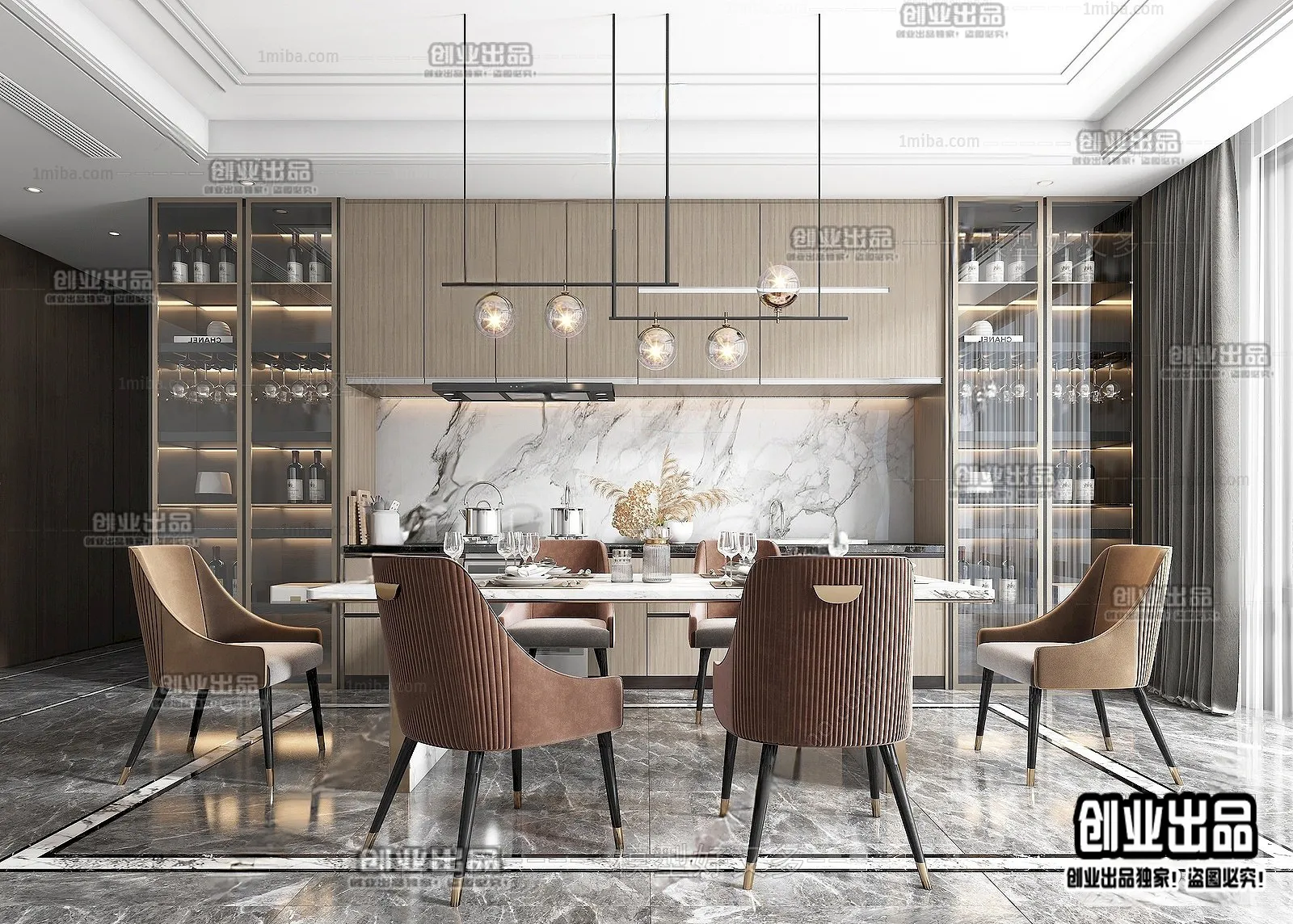Dining Room - Modern Style Interior 3D Scenes - 036