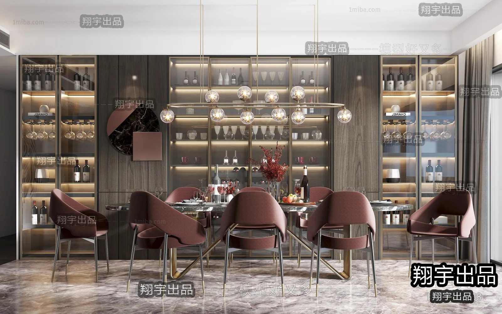 Dining Room - Modern Style Interior 3D Scenes - 038