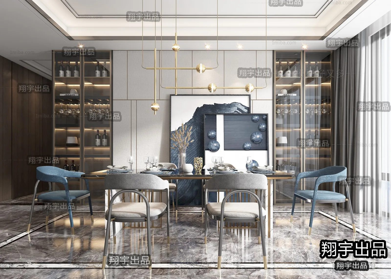Dining Room - Modern Style Interior 3D Scenes - 039