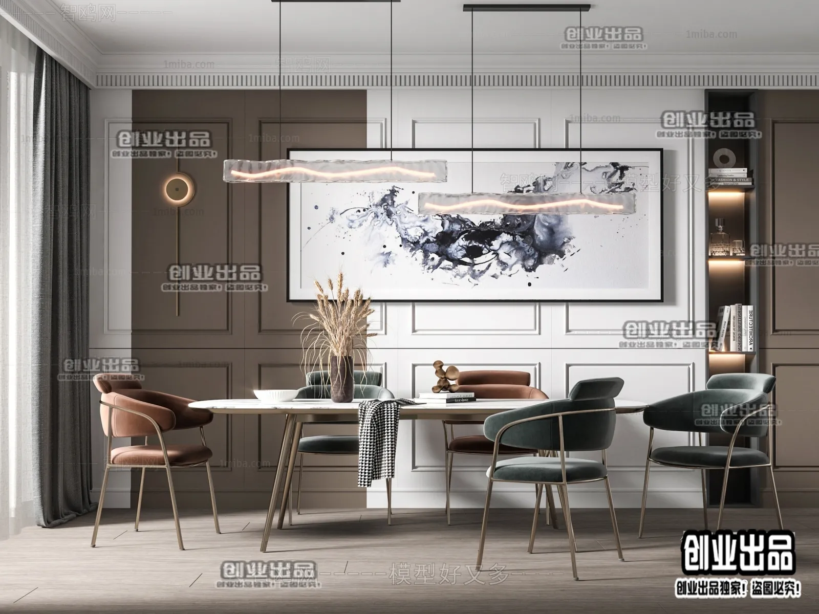 Dining Room - Modern Style Interior 3D Scenes - 046