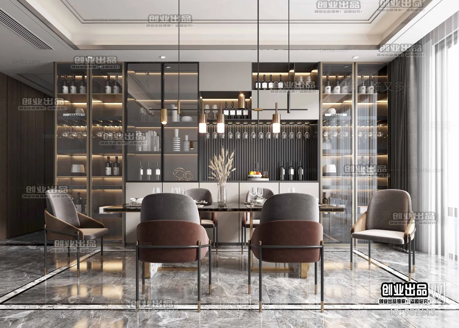 Dining Room - Modern Style Interior 3D Scenes - 049