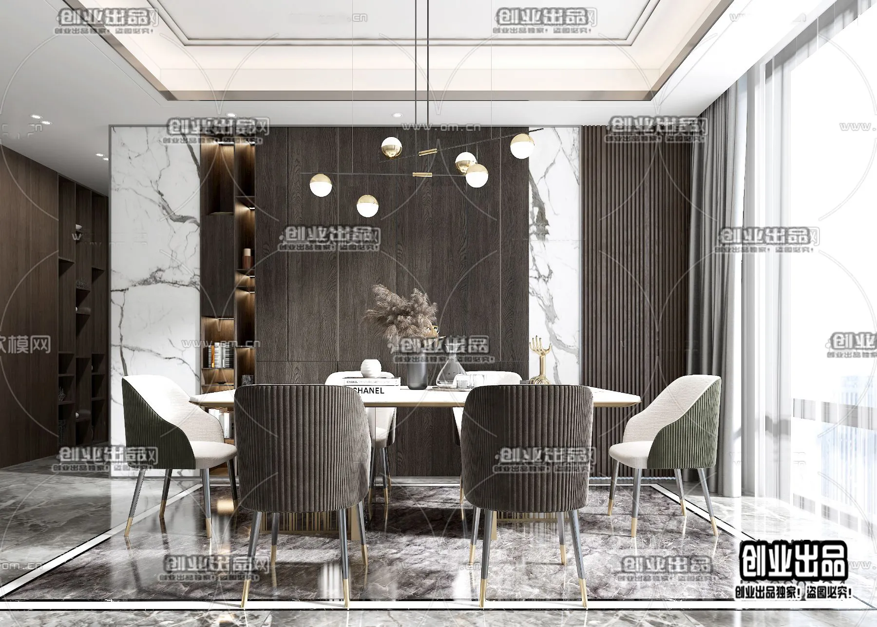 Dining Room - Modern Style Interior 3D Scenes - 053