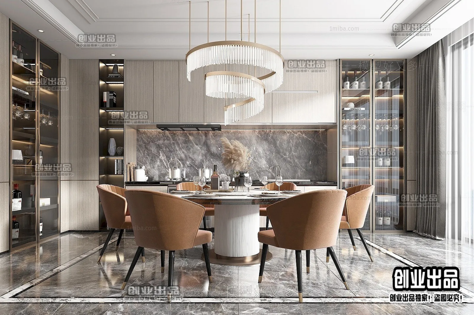 Dining Room - Modern Style Interior 3D Scenes - 061