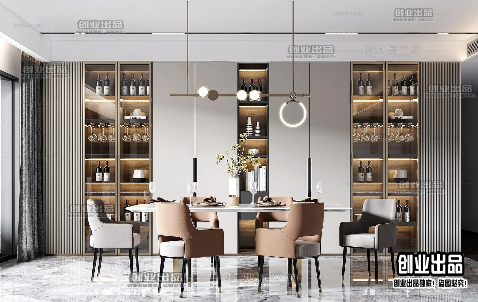 Dining Room - Modern Style Interior 3D Scenes - 062