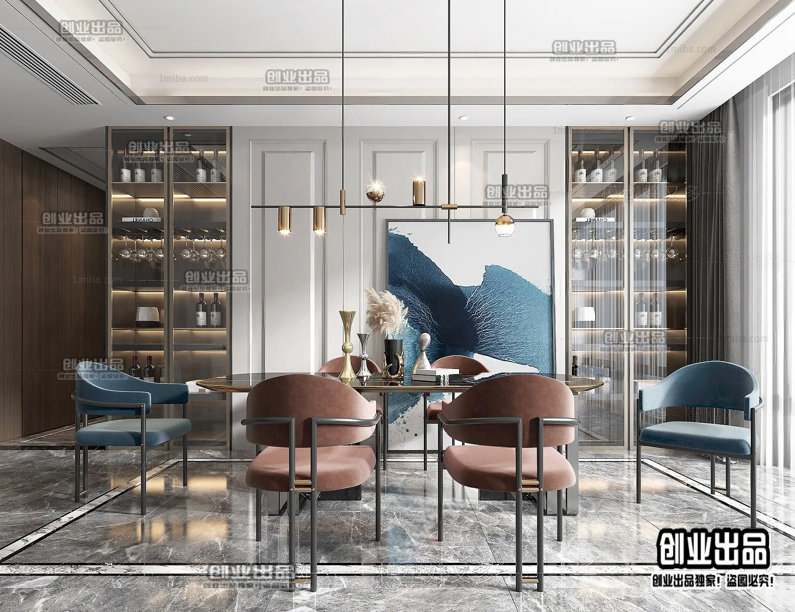 Dining Room - Modern Style Interior 3D Scenes - 064