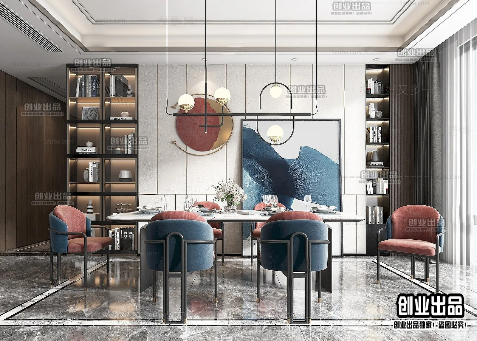 Dining Room - Modern Style Interior 3D Scenes - 065