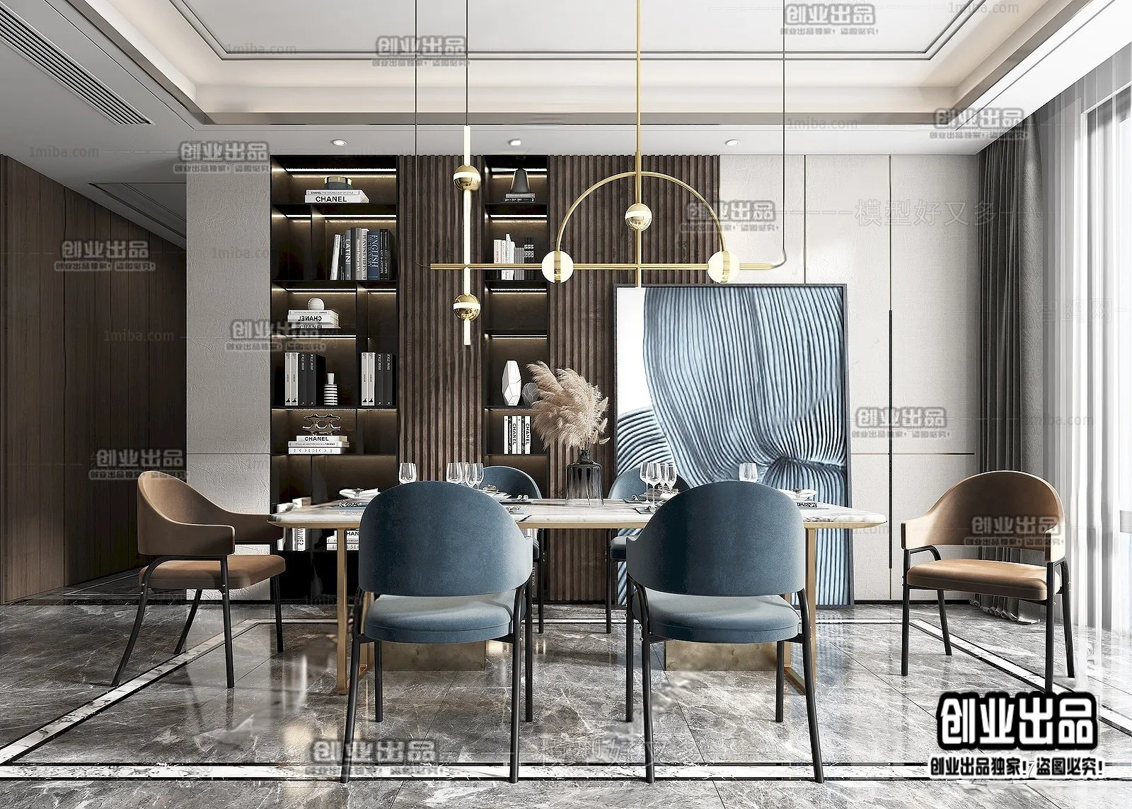 Dining Room - Modern Style Interior 3D Scenes - 068