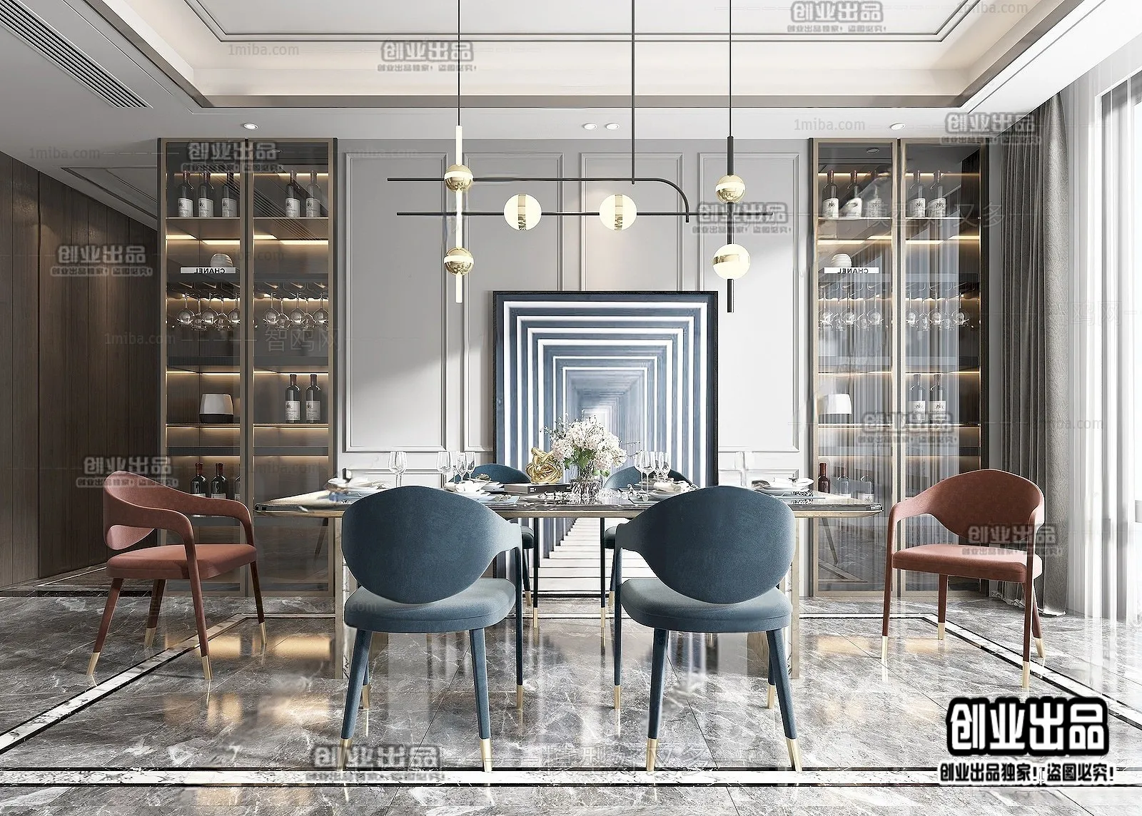 Dining Room - Modern Style Interior 3D Scenes - 070
