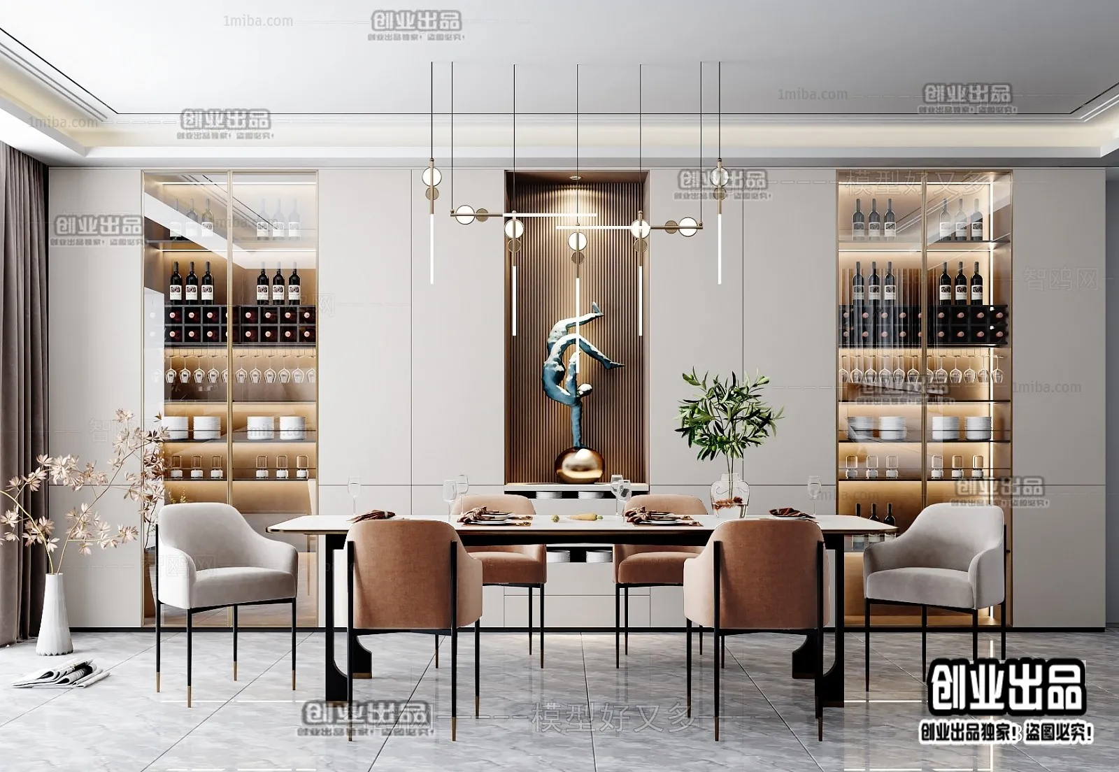 Dining Room - Modern Style Interior 3D Scenes - 073