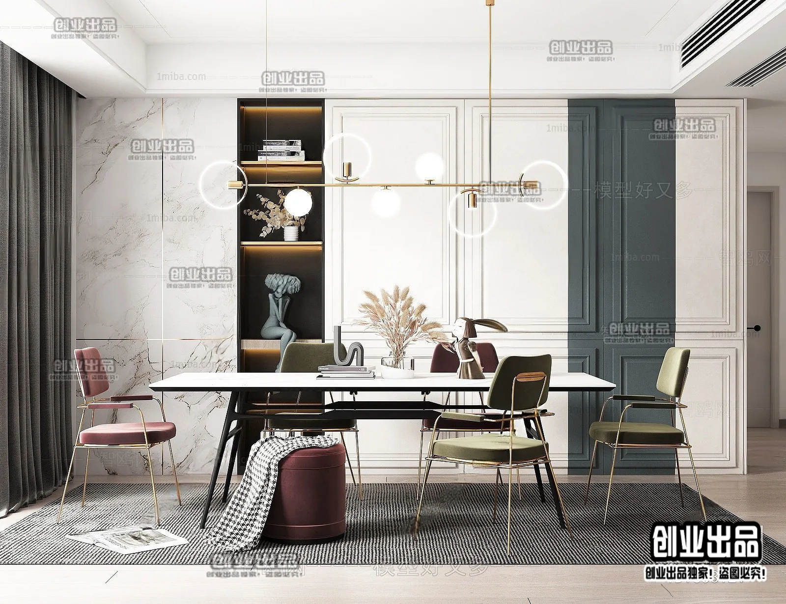 Dining Room - Modern Style Interior 3D Scenes - 078