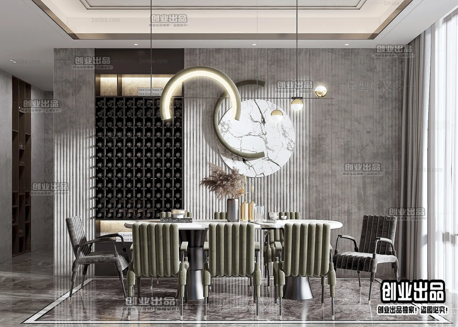 Dining Room - Modern Style Interior 3D Scenes - 079