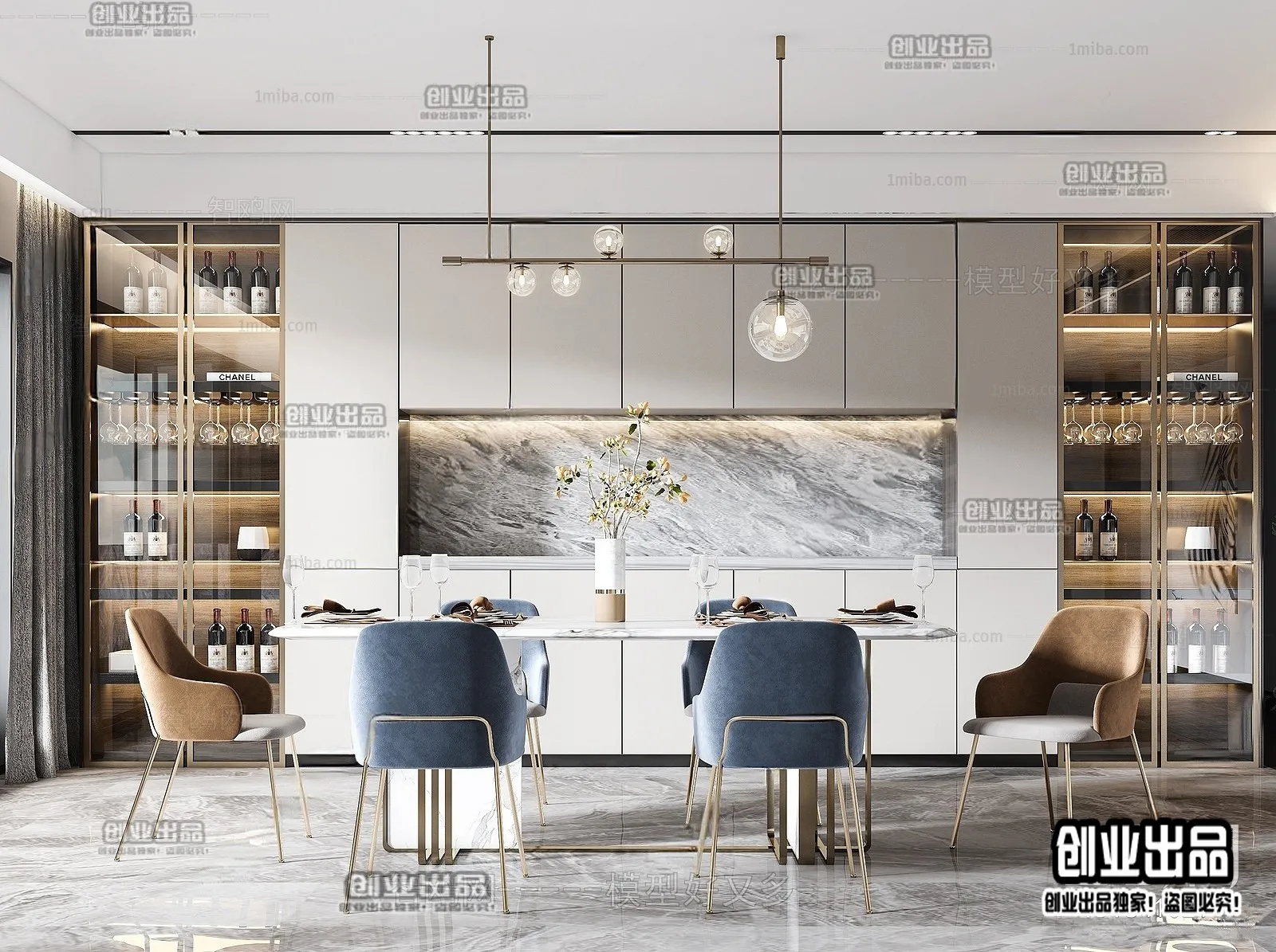 Dining Room - Modern Style Interior 3D Scenes - 080