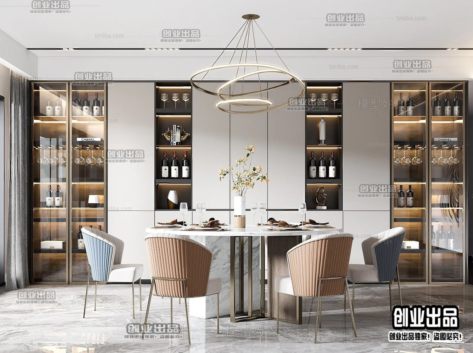 Dining Room - Modern Style Interior 3D Scenes - 081