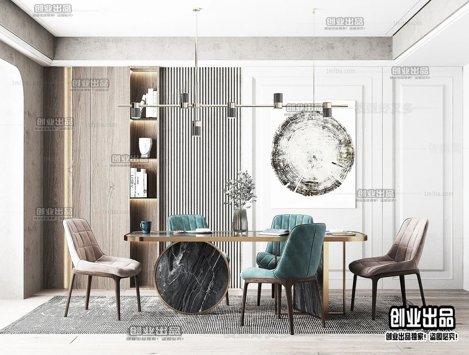 Dining Room - Modern Style Interior 3D Scenes - 082