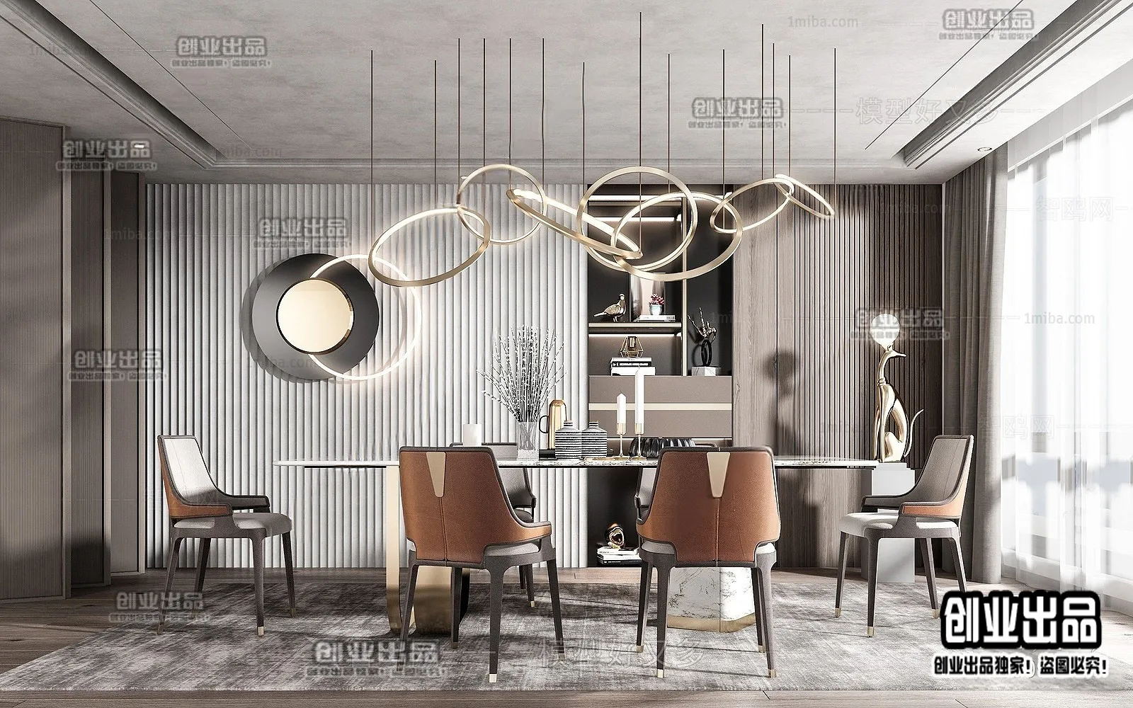 Dining Room - Modern Style Interior 3D Scenes - 083