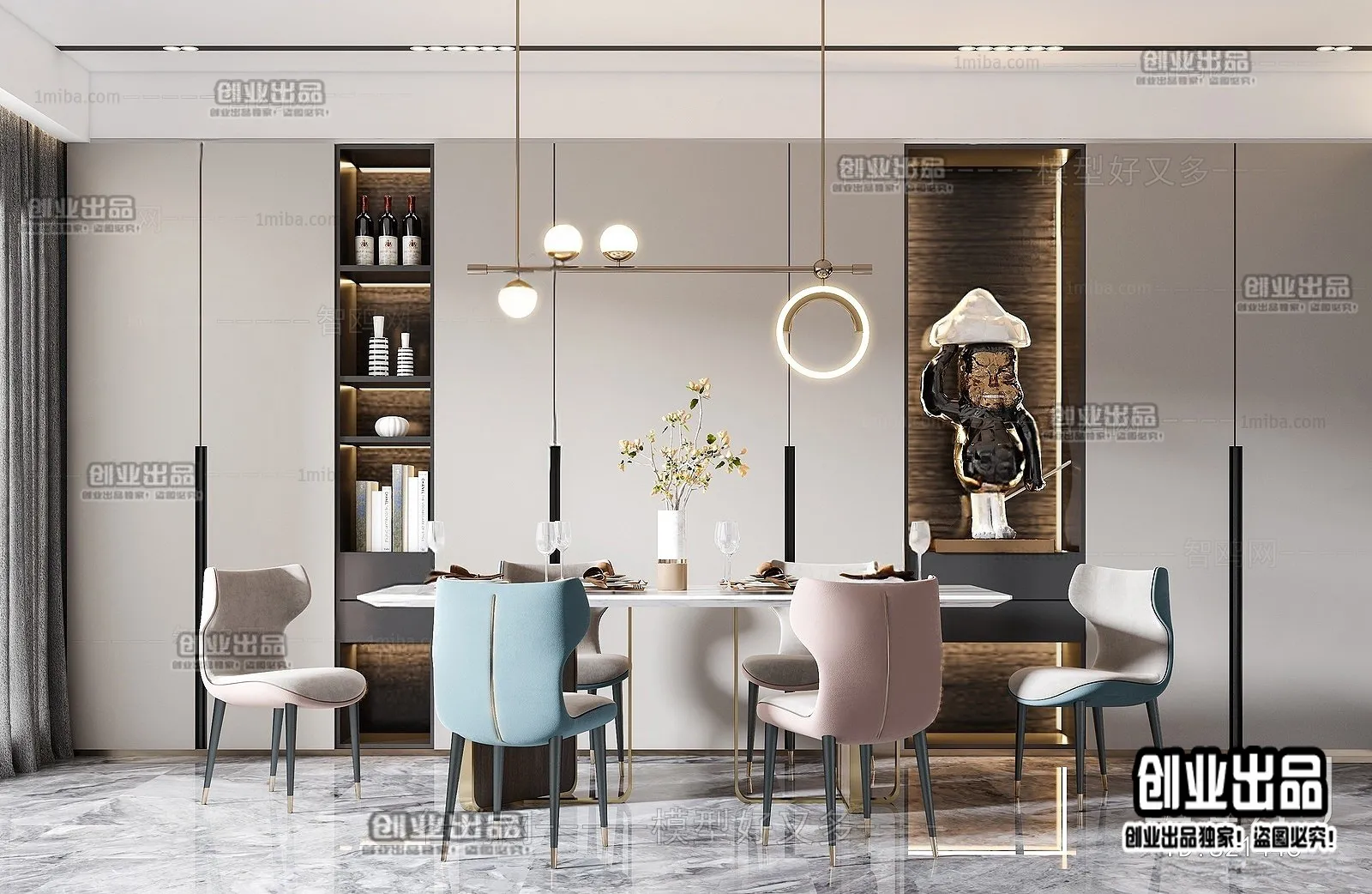 Dining Room - Modern Style Interior 3D Scenes - 087
