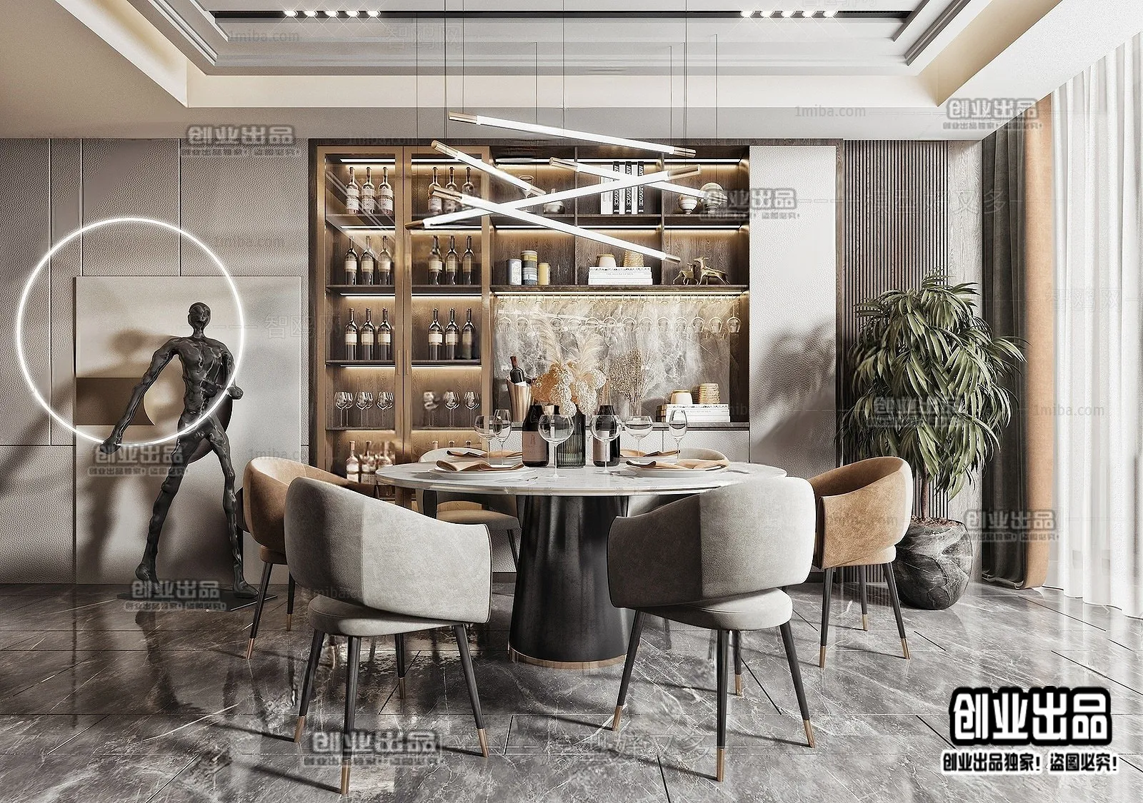 Dining Room - Modern Style Interior 3D Scenes - 090