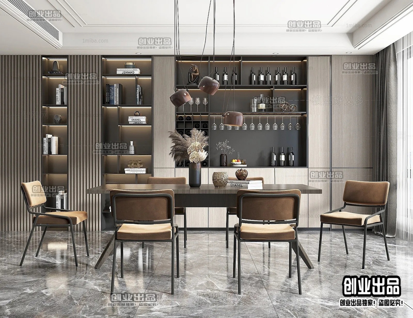 Dining Room - Modern Style Interior 3D Scenes - 091