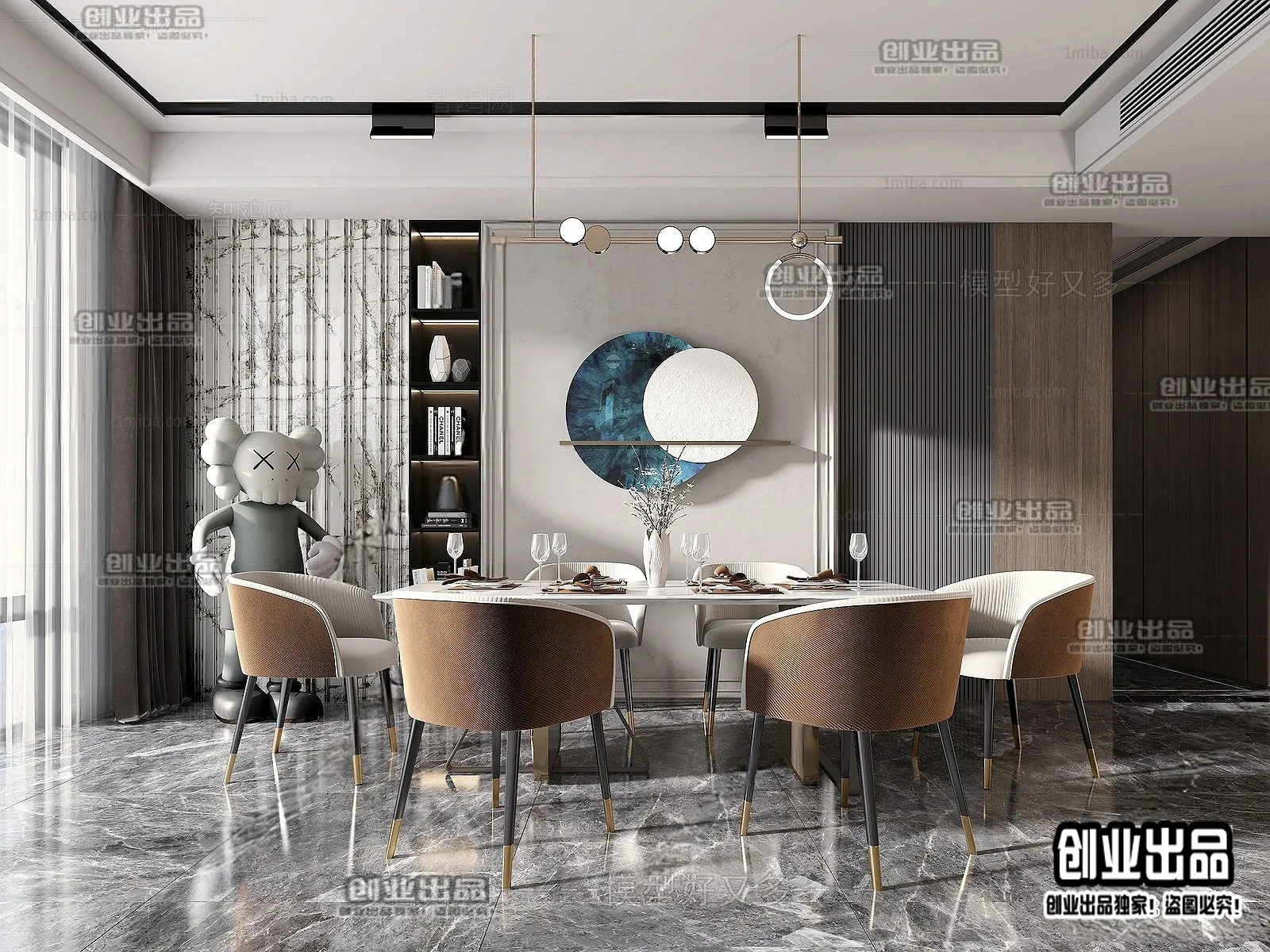 Dining Room - Modern Style Interior 3D Scenes - 092