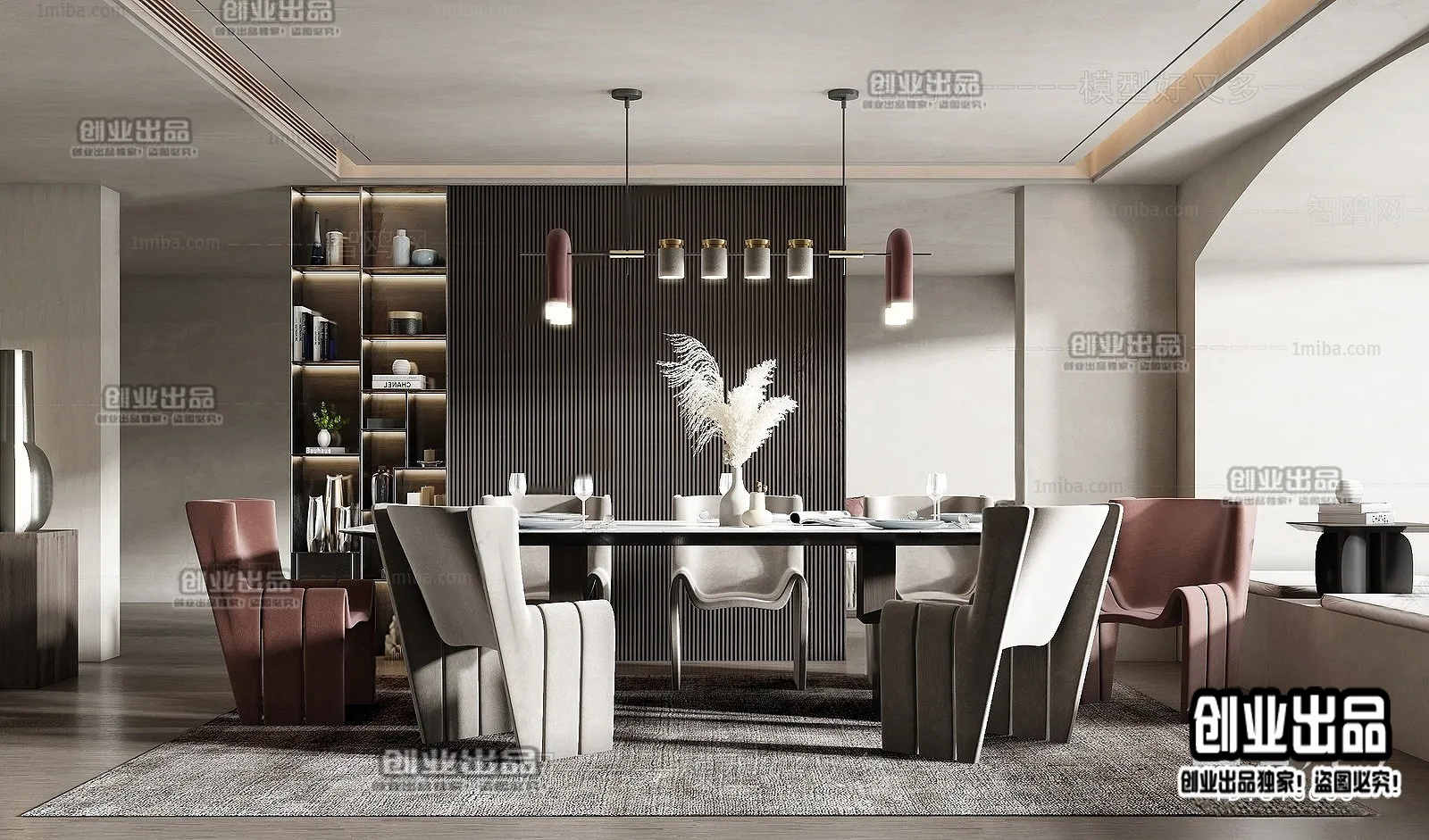 Dining Room - Modern Style Interior 3D Scenes - 093