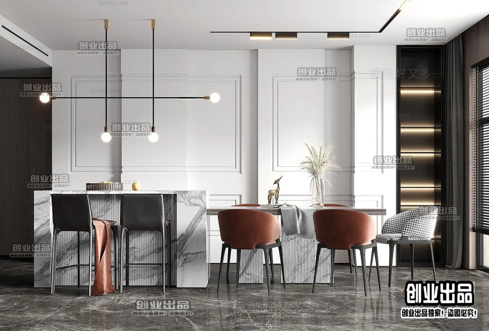 Dining Room - Modern Style Interior 3D Scenes - 094