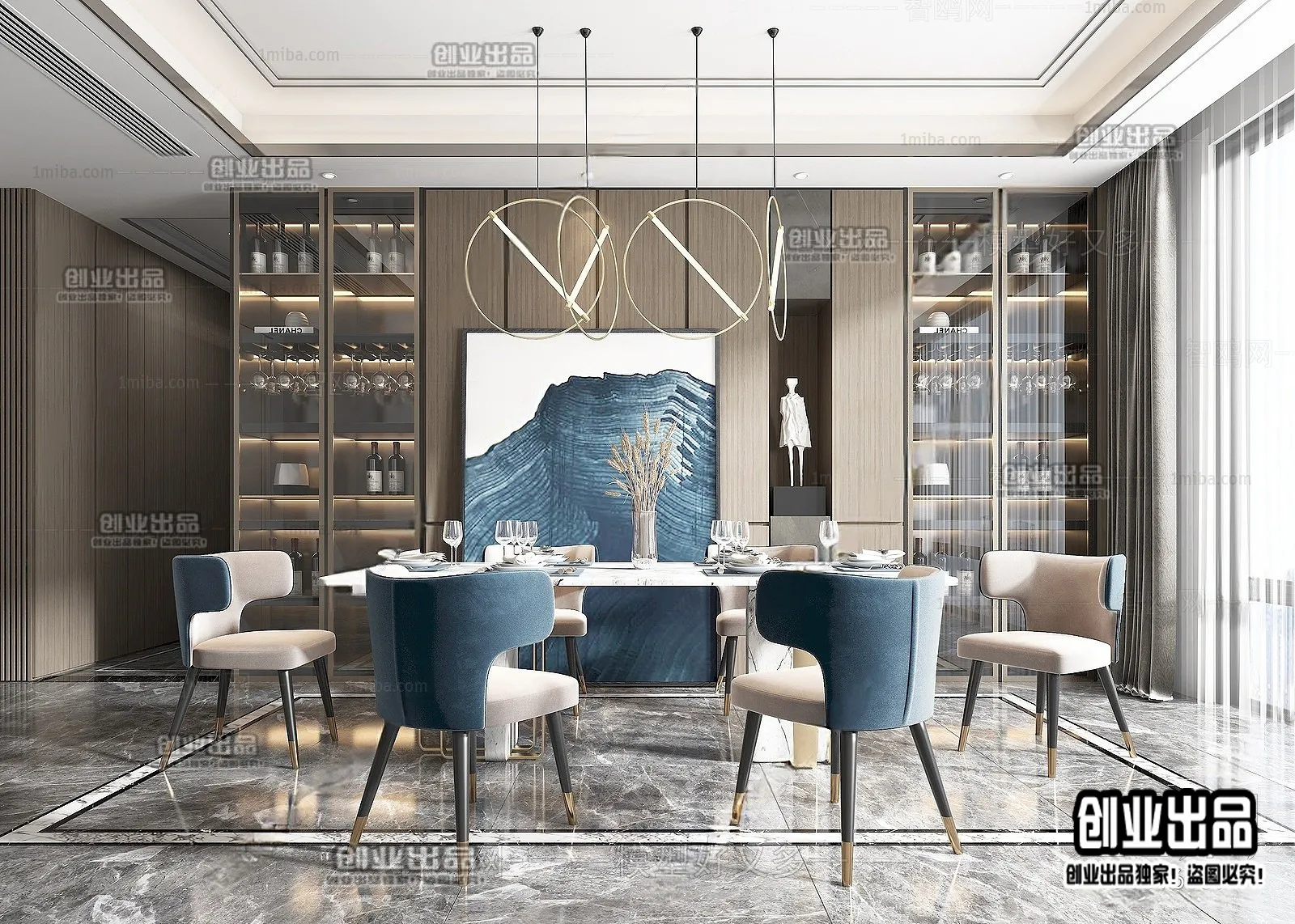 Dining Room - Modern Style Interior 3D Scenes - 095