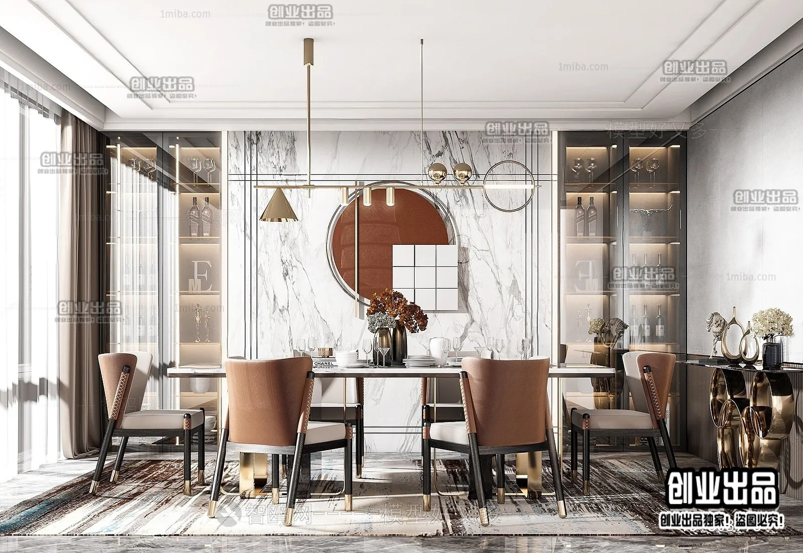 Dining Room - Modern Style Interior 3D Scenes - 096