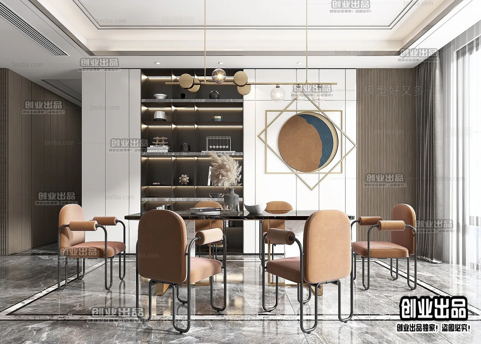 Dining Room - Modern Style Interior 3D Scenes - 098