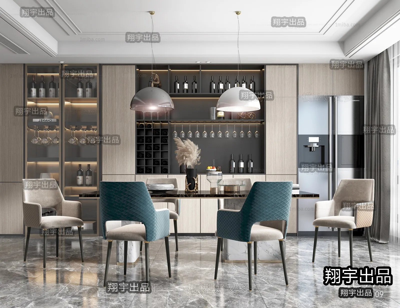 Dining Room - Modern Style Interior 3D Scenes - 099