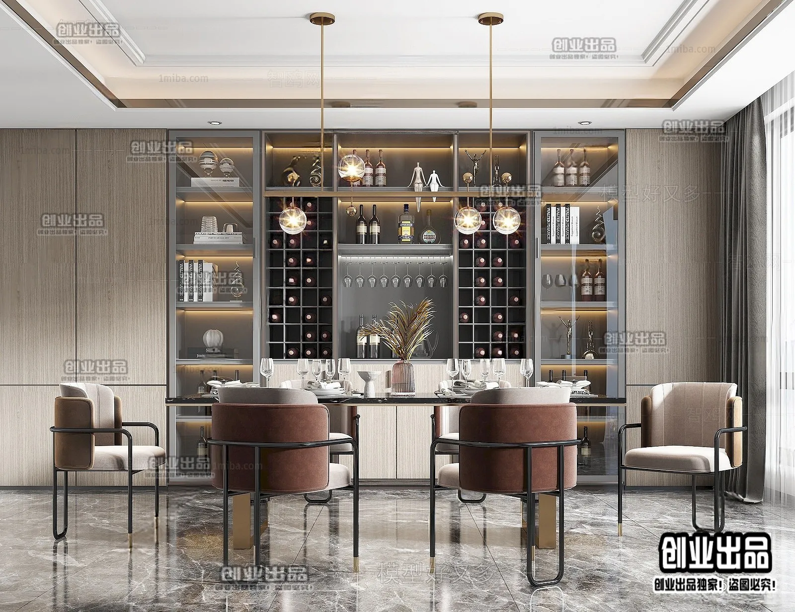 Dining Room - Modern Style Interior 3D Scenes - 103