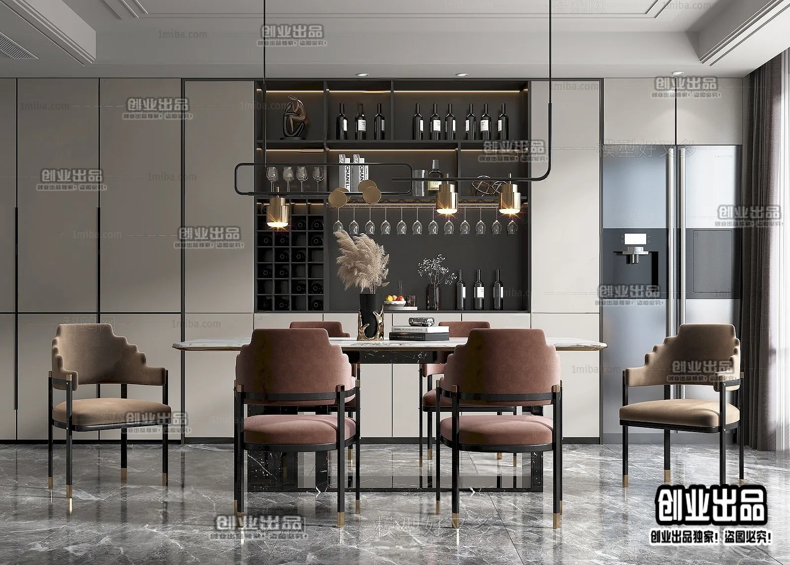 Dining Room - Modern Style Interior 3D Scenes - 131