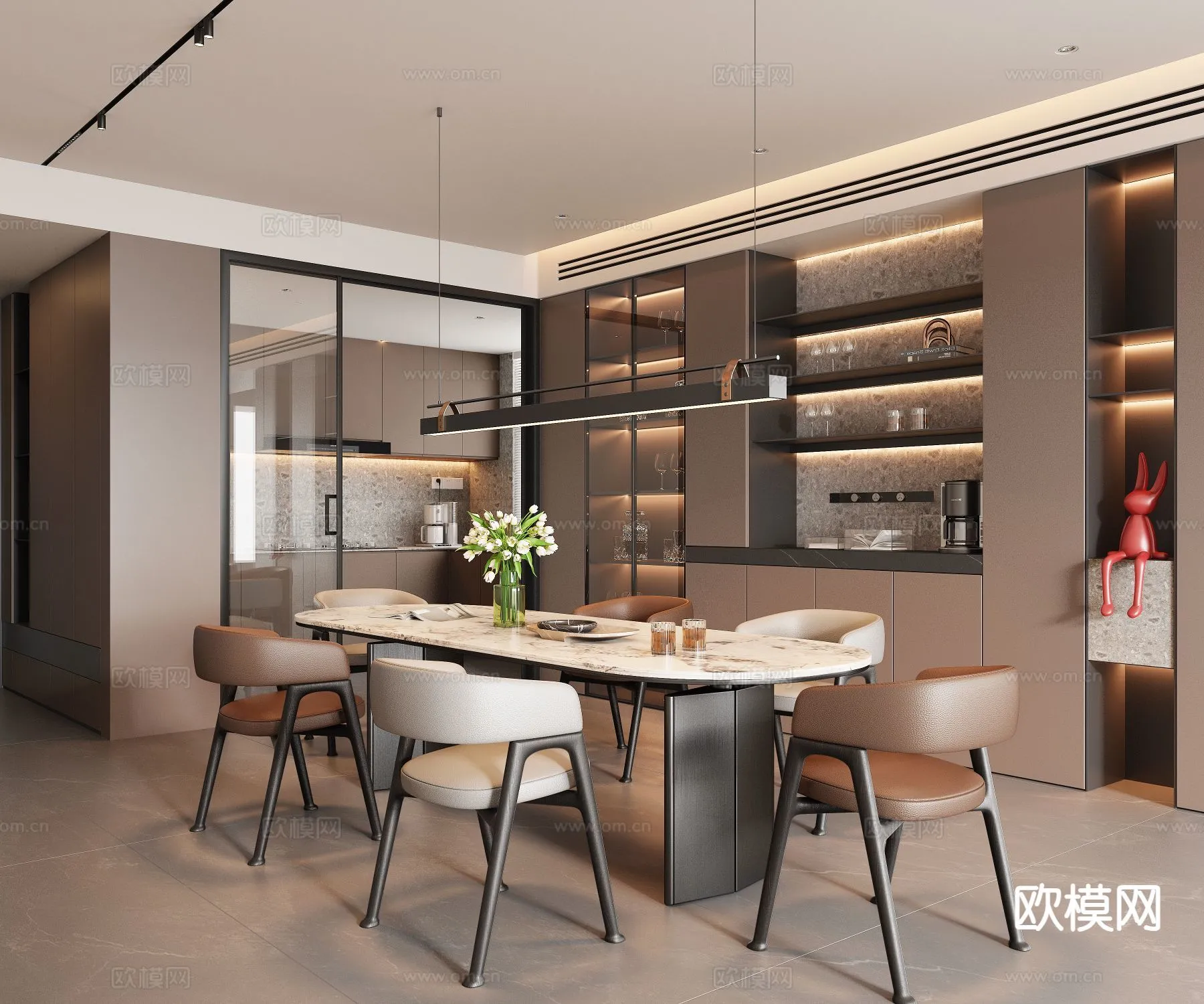 DINING ROOM SETS - 3D Model For Interior Design - 10722