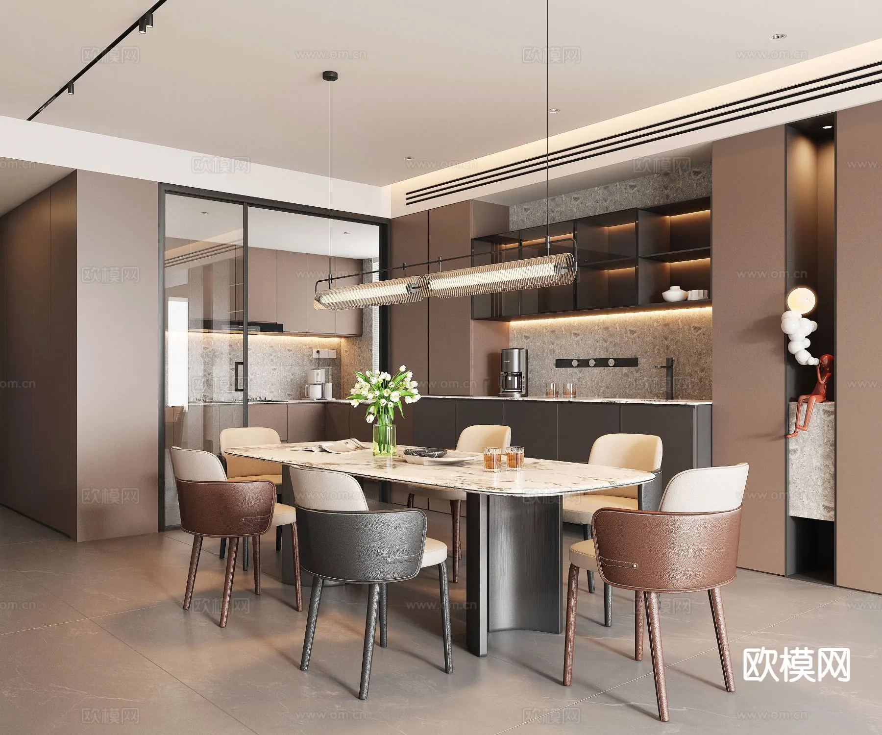 DINING ROOM SETS - 3D Model For Interior Design - 10723