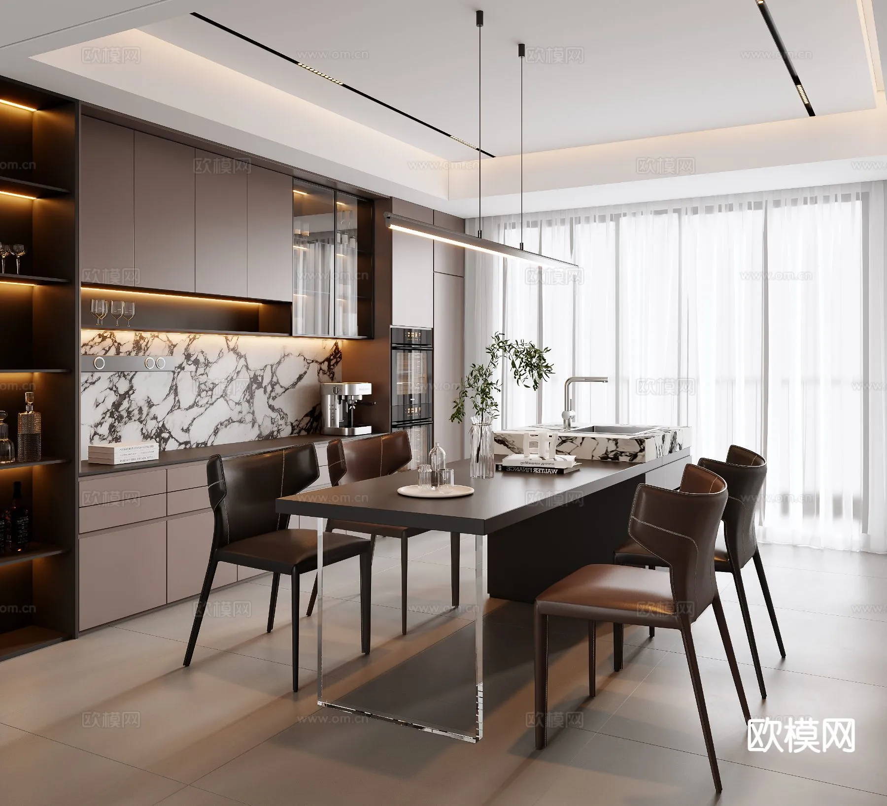 DINING ROOM SETS - 3D Model For Interior Design - 10731