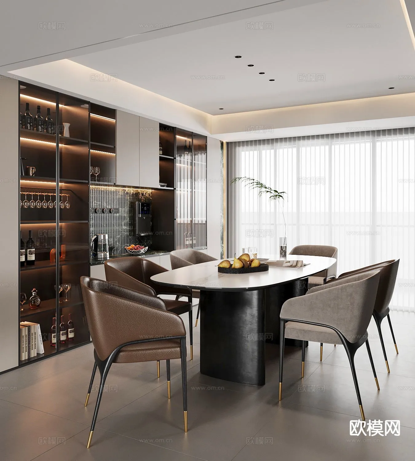 DINING ROOM SETS - 3D Model For Interior Design - 10740