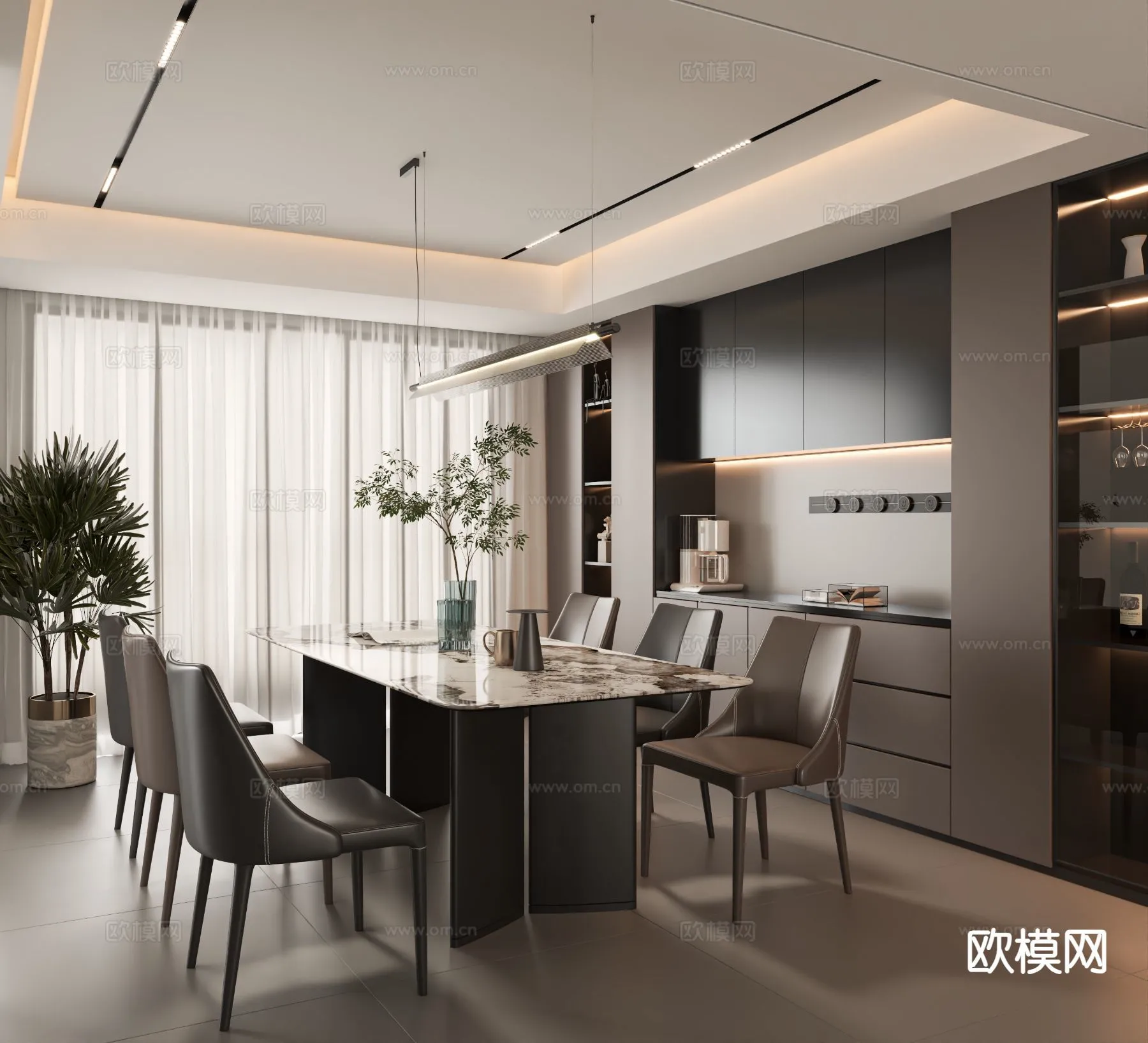 DINING ROOM SETS - 3D Model For Interior Design - 10746