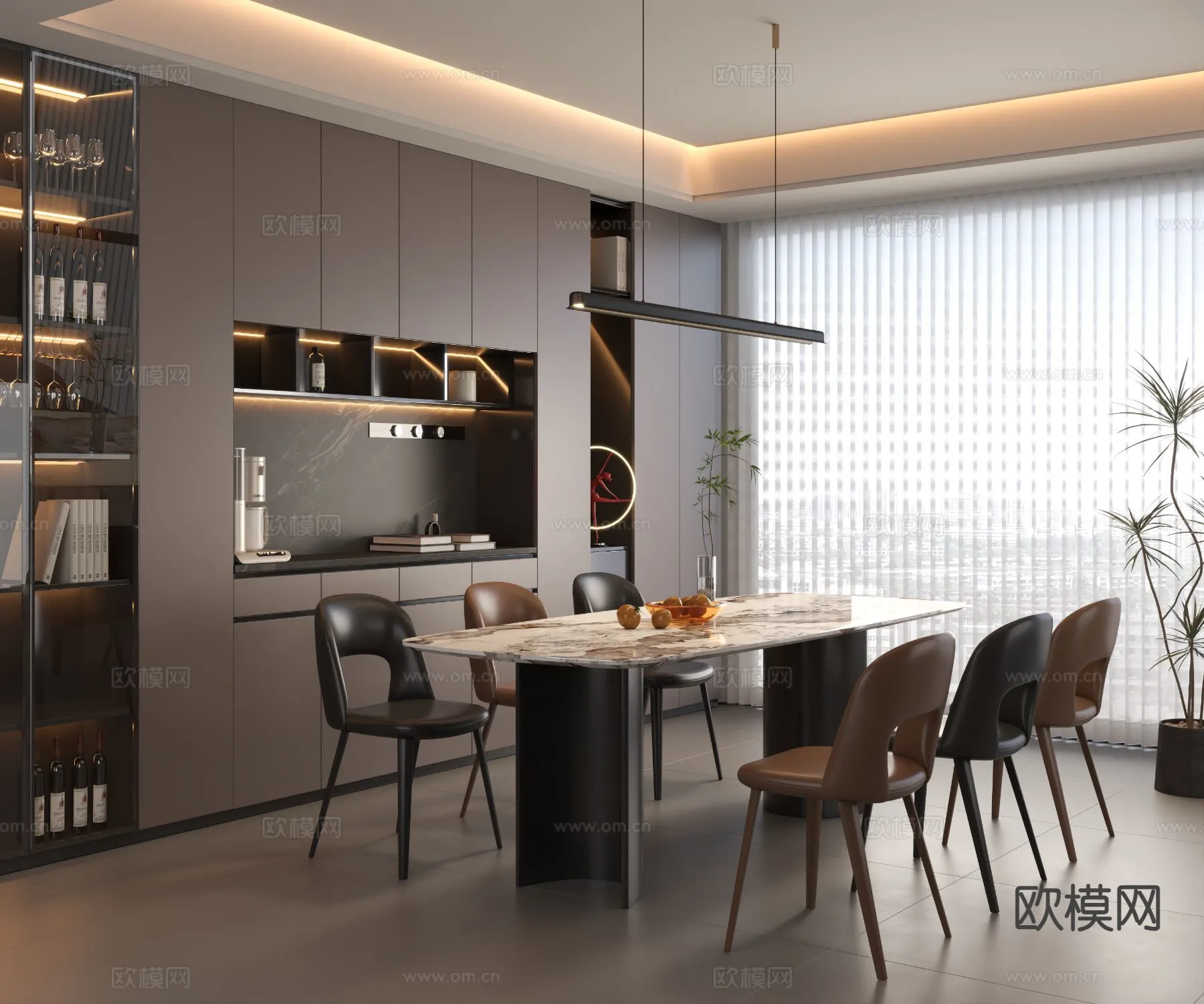 DINING ROOM SETS - 3D Model For Interior Design - 10748