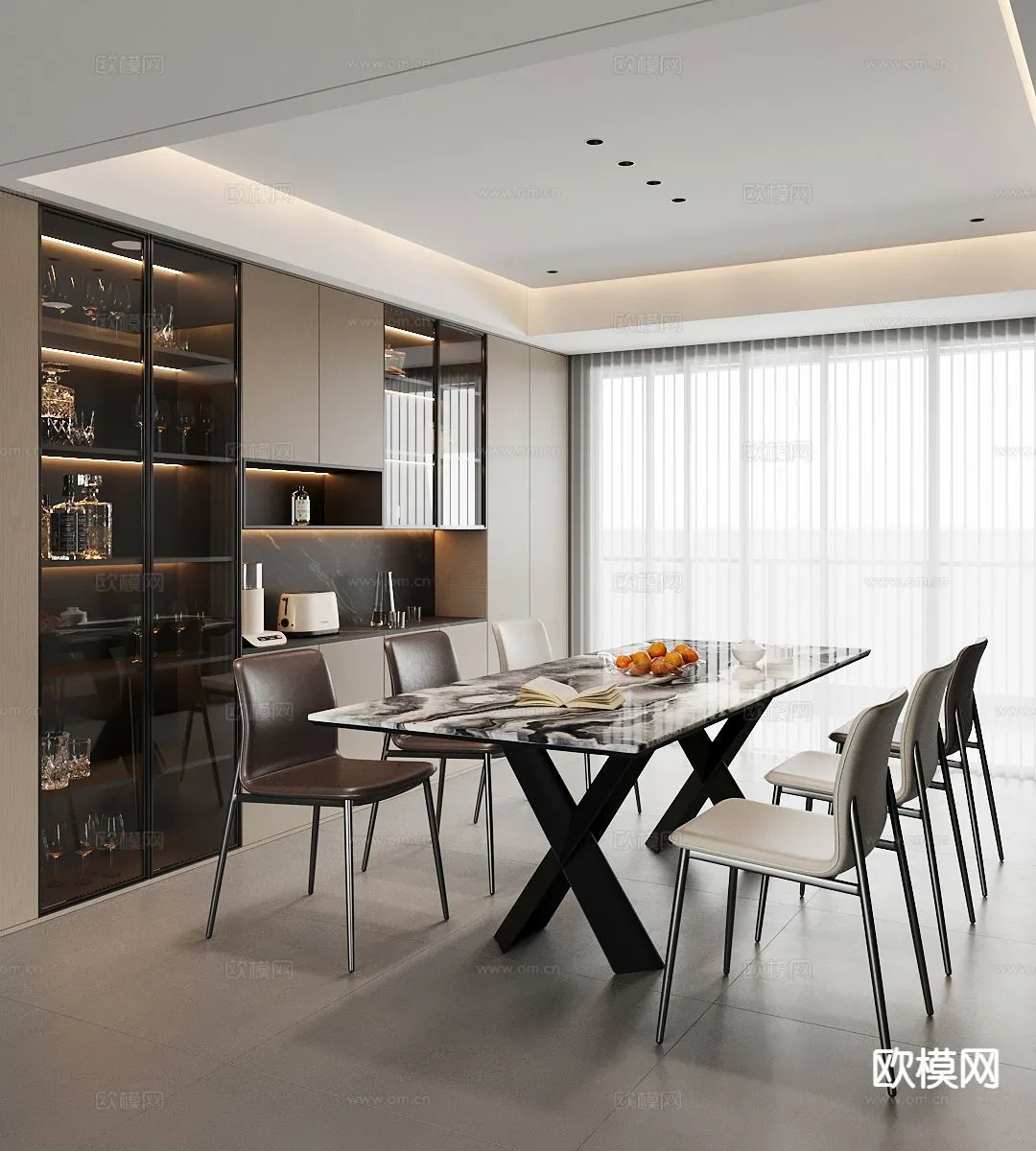 DINING ROOM SETS - 3D Model For Interior Design - 10755