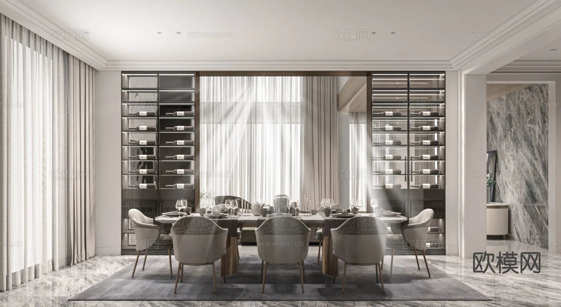 DINING ROOM SETS - 3D Model For Interior Design - 10761