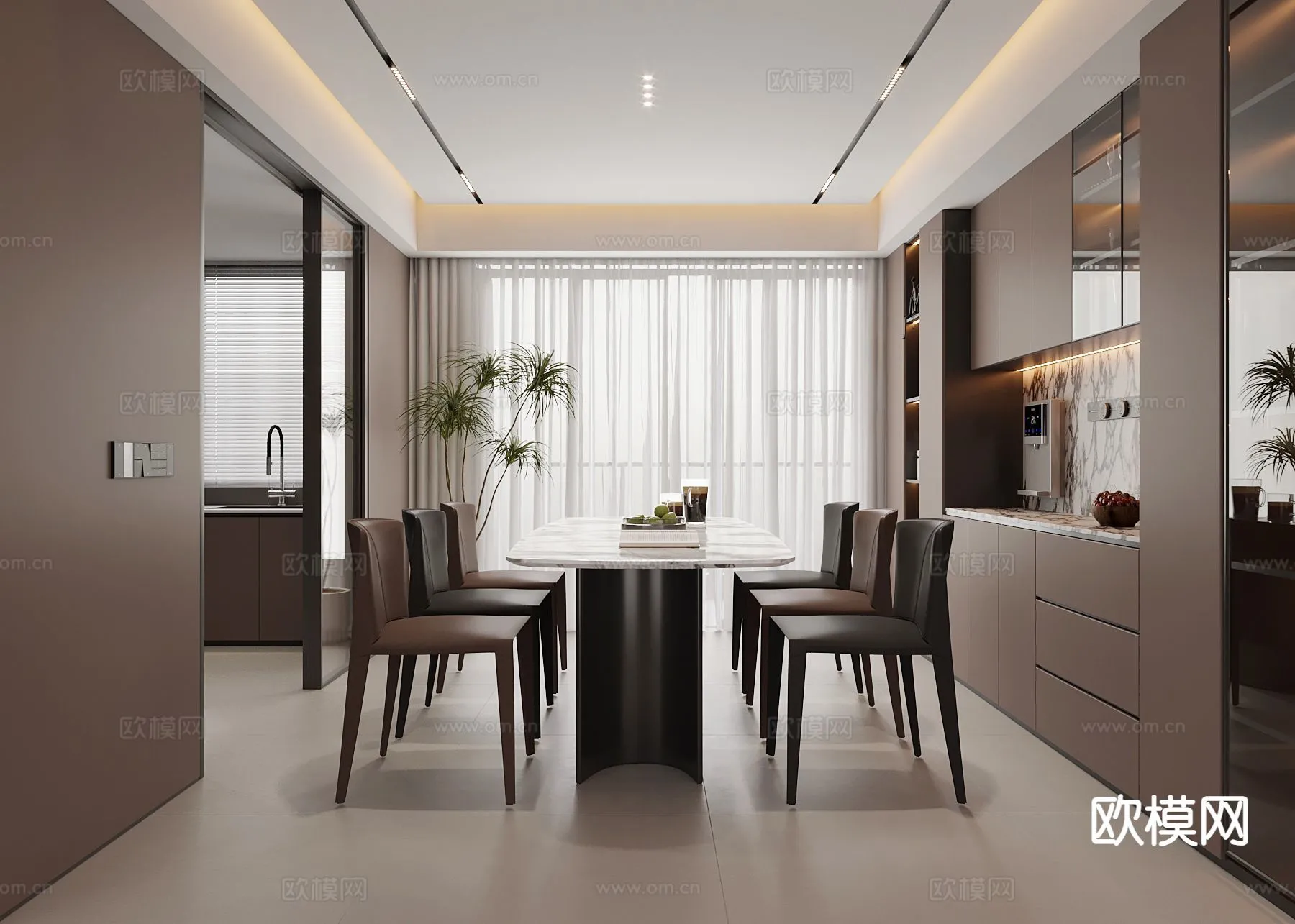 DINING ROOM SETS - 3D Model For Interior Design - 10777