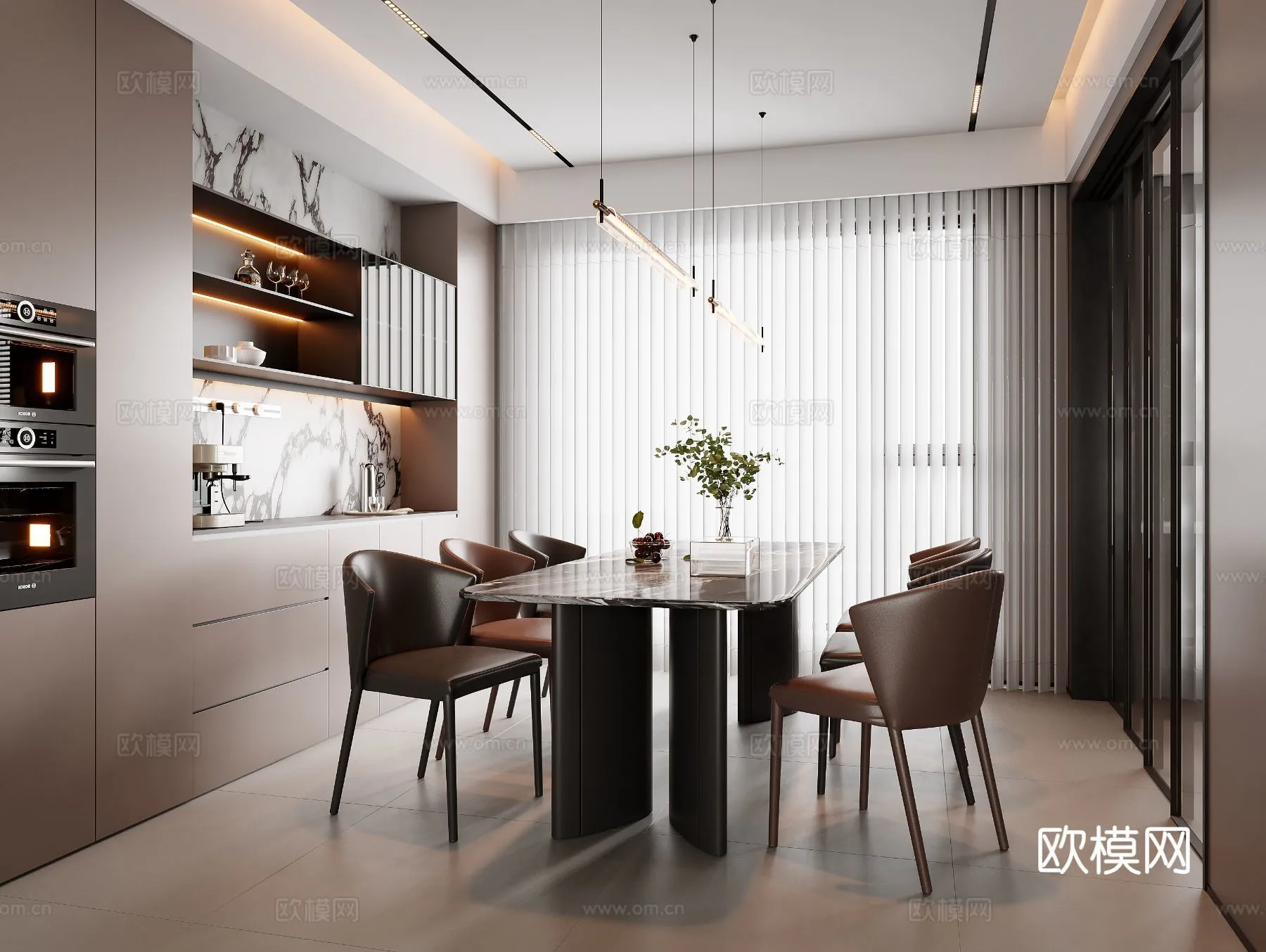 DINING ROOM SETS - 3D Model For Interior Design - 10790